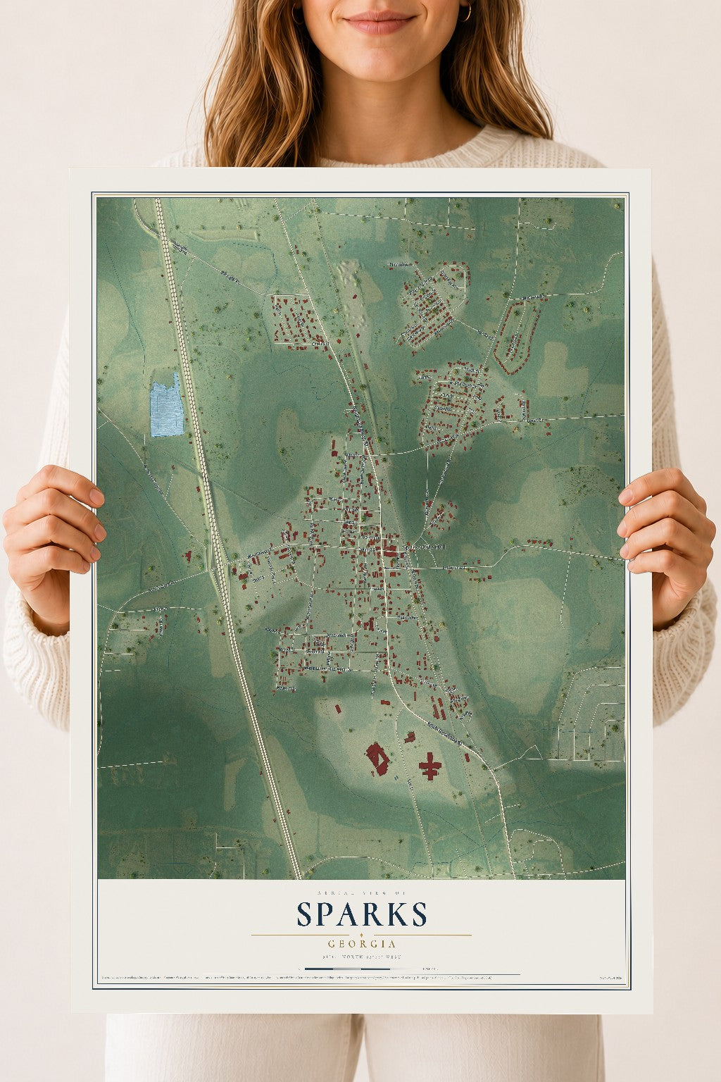 Sparks, Georgia map print, 18" x 24" Archival Matte Print mockup