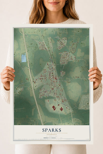 Sparks, Georgia map print, 18" x 24" Archival Matte Print mockup