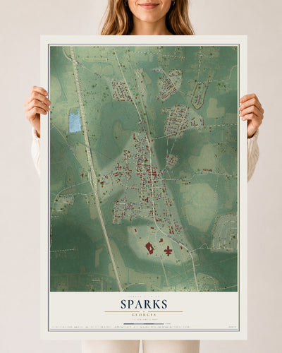 Sparks, Georgia map print, 24" x 36" Archival Matte Print mockup