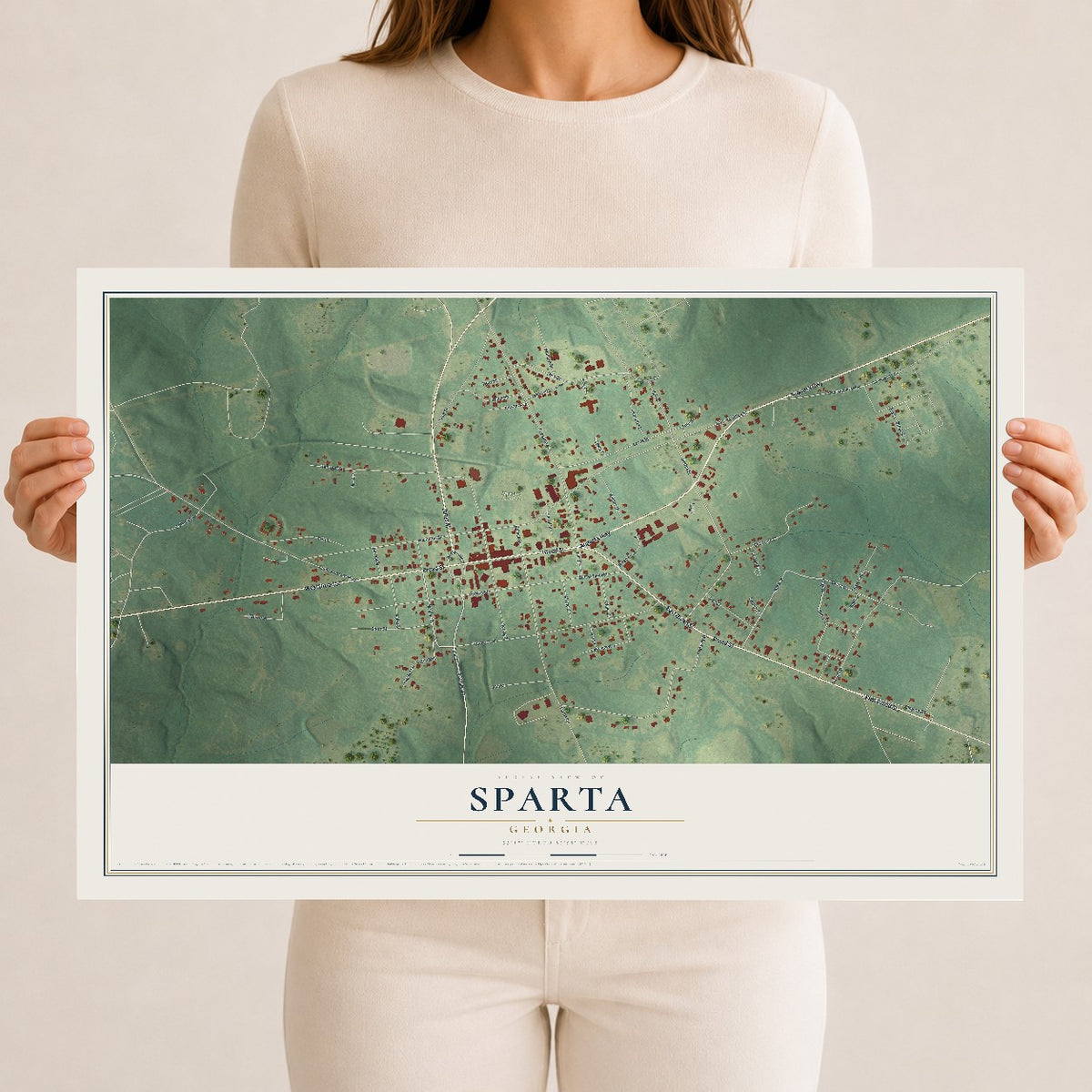 Sparta, Georgia map print, 12" x 18" Archival Matte Print mockup