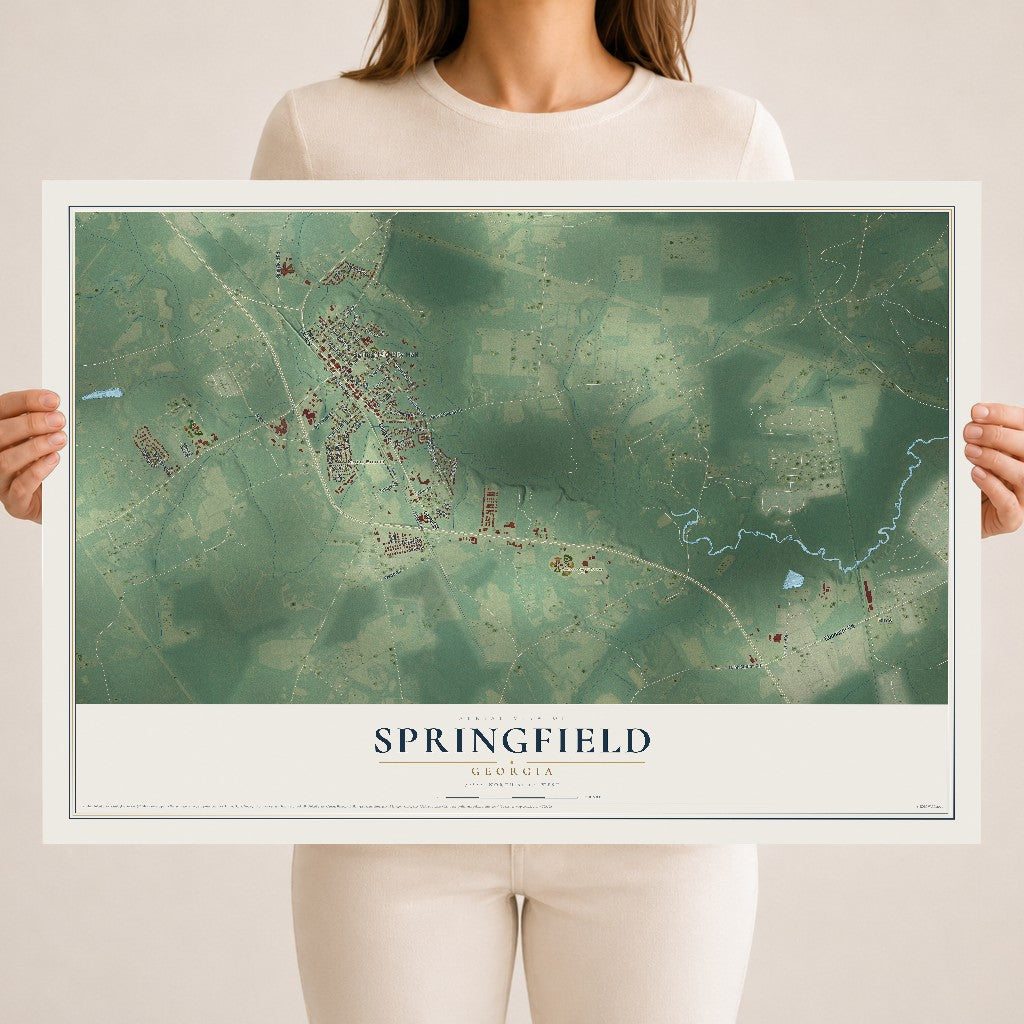Springfield, Georgia map print, 18" x 24" Archival Matte Print mockup