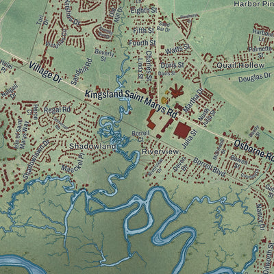 Close-up 1 of the St. Marys, Georgia map artwork