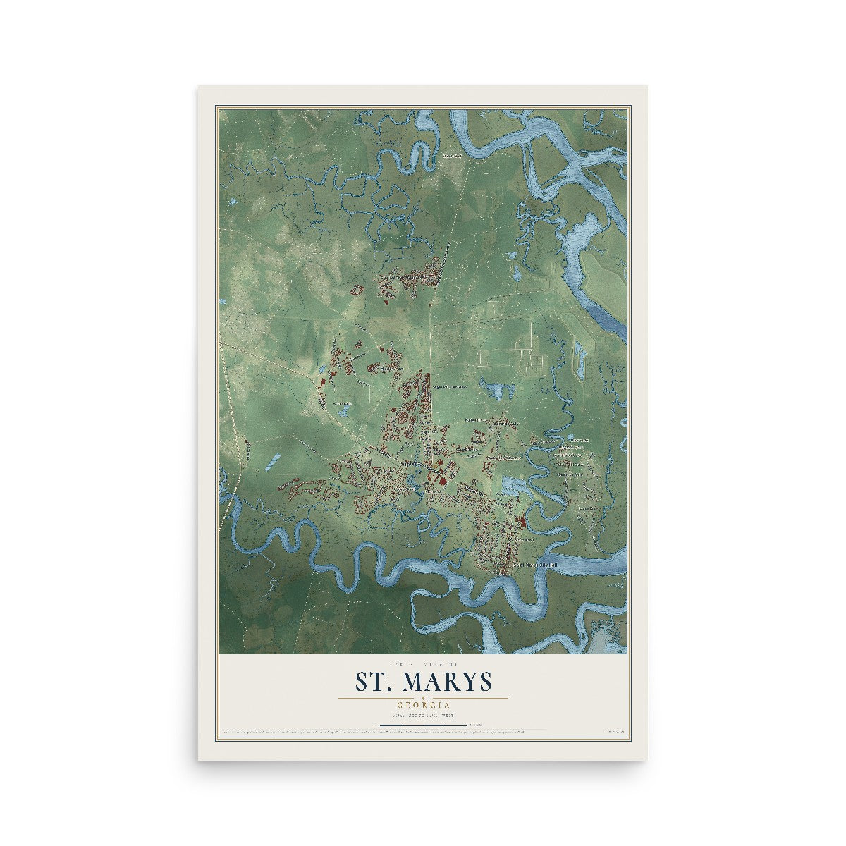 St. Marys, Georgia map print, 12" x 18" Archival Matte Print mockup