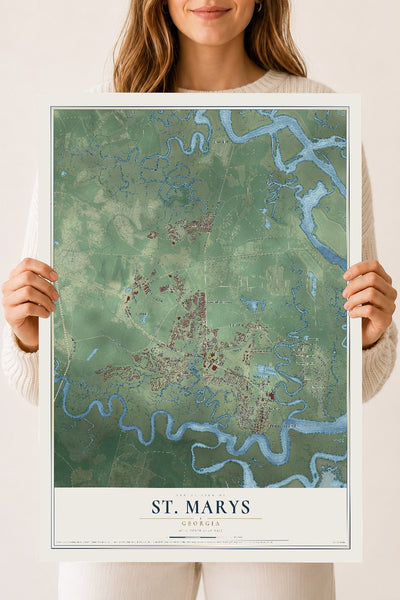 St. Marys, Georgia map print, 18" x 24" Archival Matte Print mockup