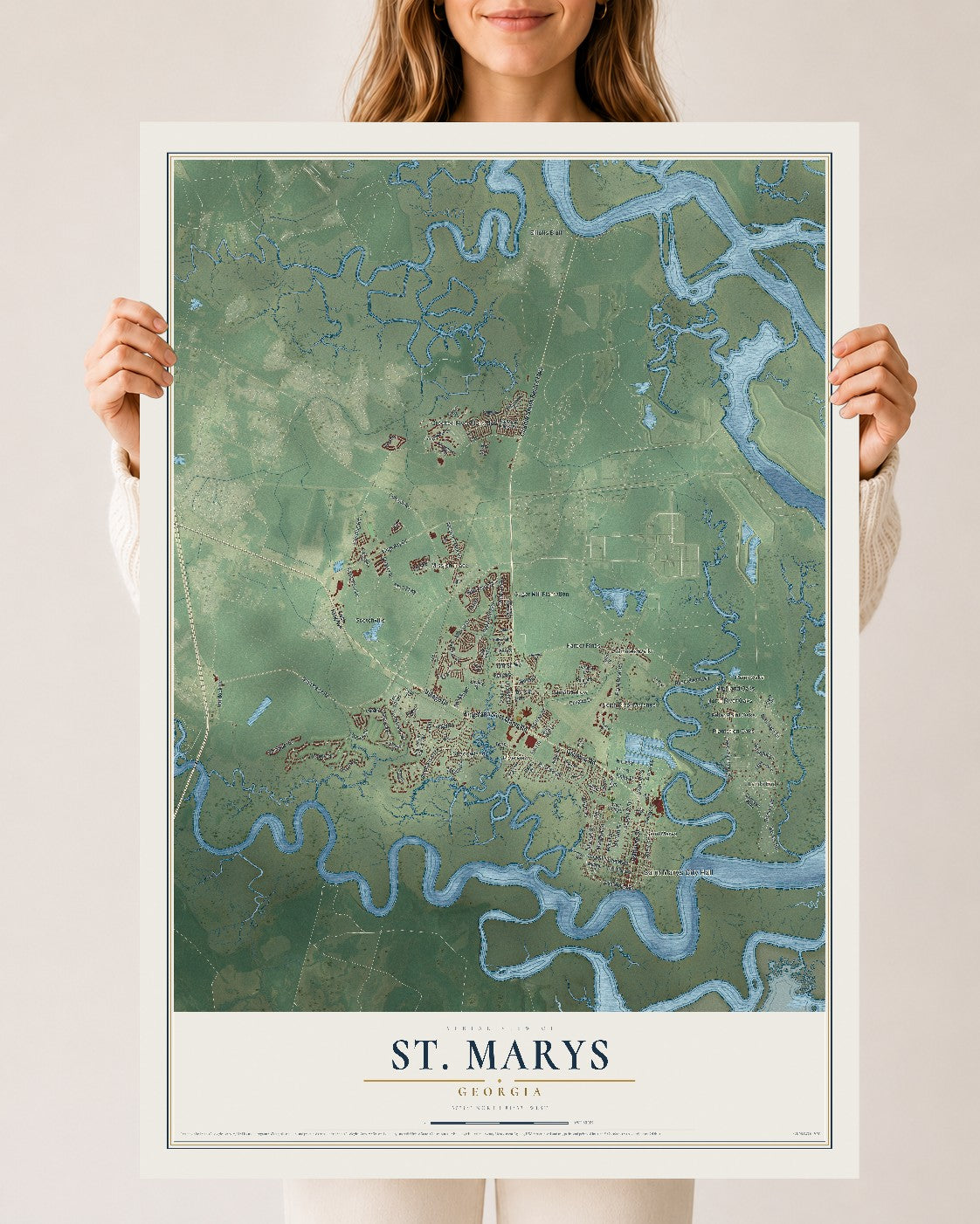 St. Marys, Georgia map print, 24" x 36" Archival Matte Print mockup