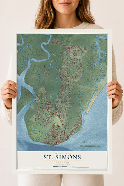St. Simons, Georgia map print, 18" x 24" Archival Matte Print mockup