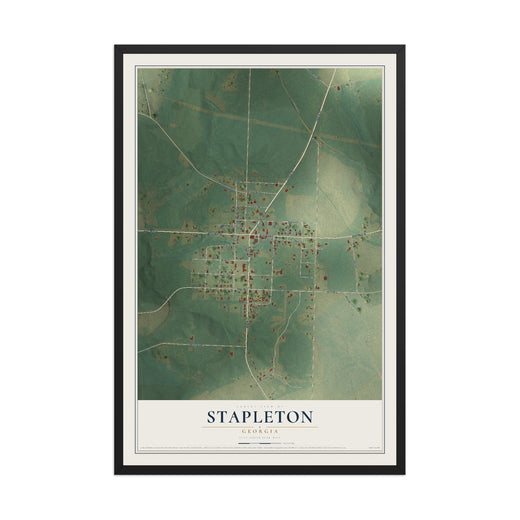 Map of Stapleton, Georgia, 12 x 18 inch print in a black wood frame