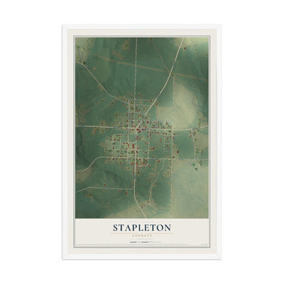 Stapleton, Georgia map print, 12" x 18" W/ White Ayous Wood Frame mockup