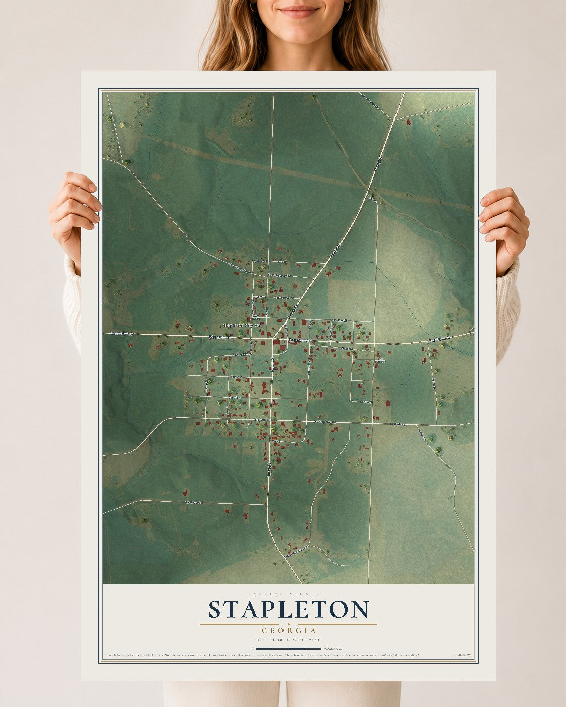 Stapleton, Georgia map print, 24" x 36" Archival Matte Print mockup