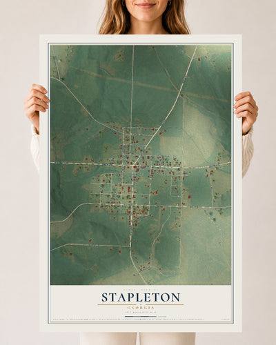 Stapleton, Georgia map print, 24" x 36" Archival Matte Print mockup