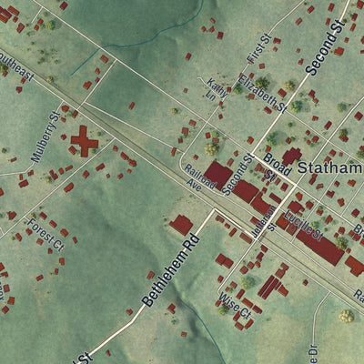 Close-up 2 of the Statham, Georgia map artwork