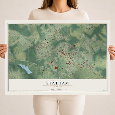 Statham, Georgia map print, 18" x 24" Archival Matte Print mockup