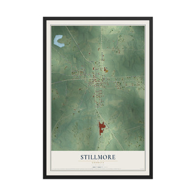 Stillmore, Georgia map print, 12" x 18" W/ Black Ayous Wood Frame mockup