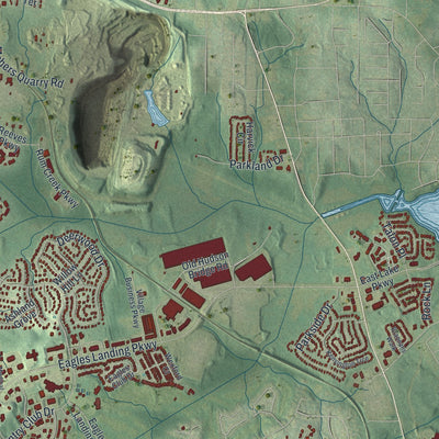 Close-up 2 of the Stockbridge, Georgia map artwork