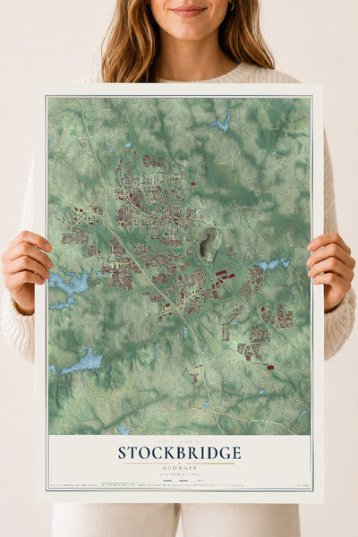 Stockbridge, Georgia map print, 18" x 24" Archival Matte Print mockup