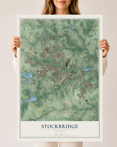 Stockbridge, Georgia map print, 24" x 36" Archival Matte Print mockup