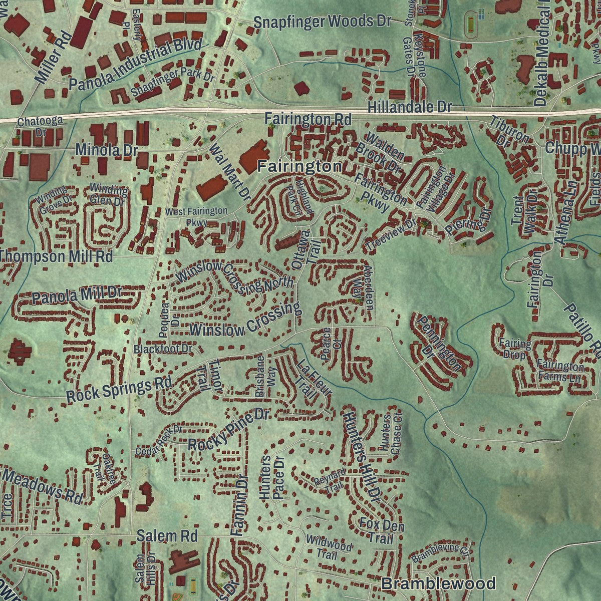 Close-up 1 of the Stonecrest, Georgia map artwork