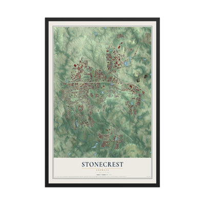 Stonecrest, Georgia map print, 12" x 18" W/ Black Ayous Wood Frame mockup