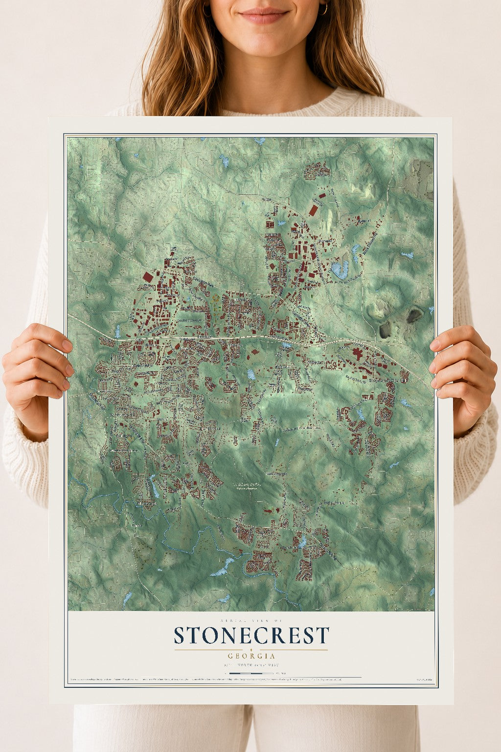 Stonecrest, Georgia map print, 18" x 24" Archival Matte Print mockup