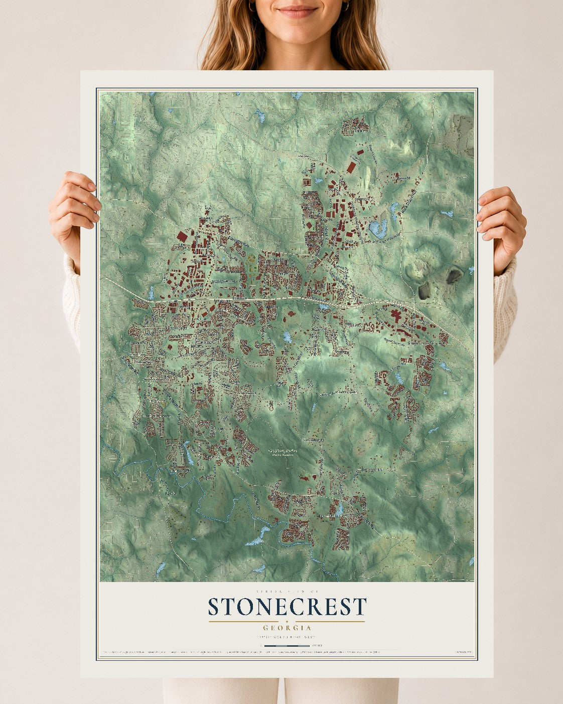 Stonecrest, Georgia map print, 24" x 36" Archival Matte Print mockup