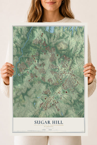 Sugar Hill, Georgia map print, 18" x 24" Archival Matte Print mockup