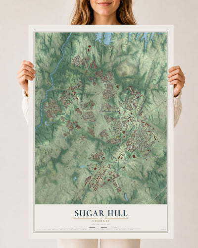 Sugar Hill, Georgia map print, 24" x 36" Archival Matte Print mockup