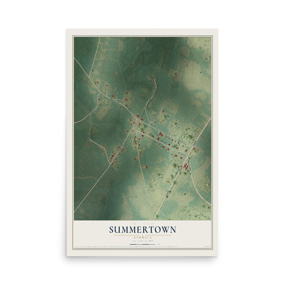 Summertown, Georgia map print, 12" x 18" Archival Matte Print mockup