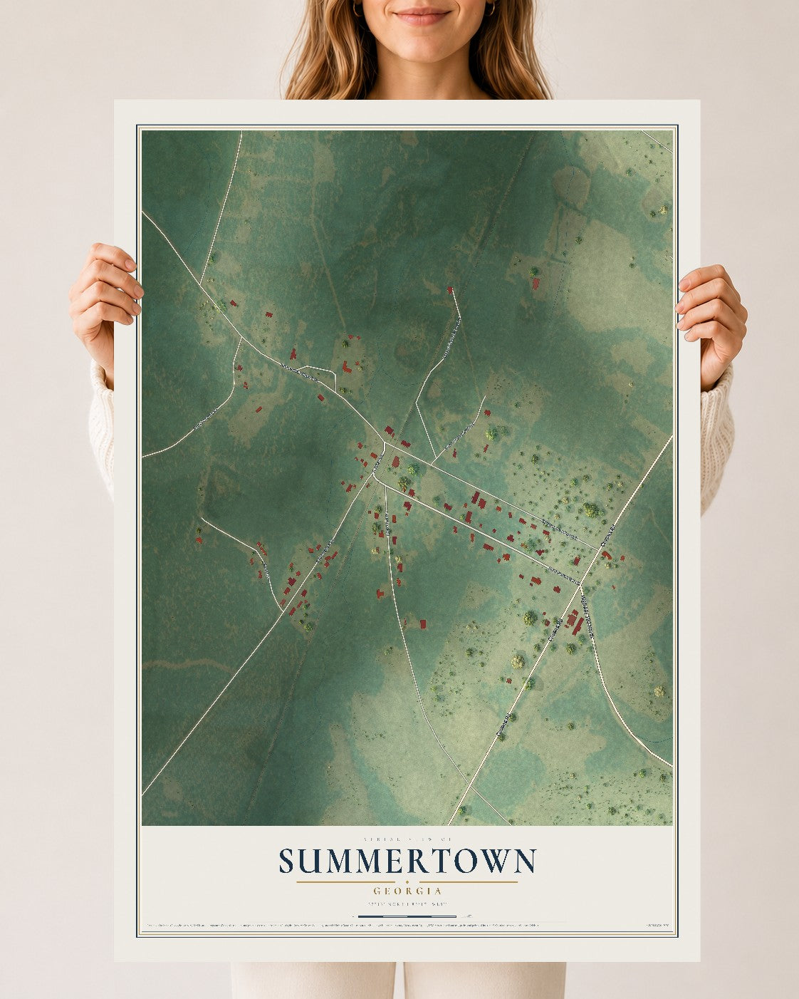 Summertown, Georgia map print, 24" x 36" Archival Matte Print mockup