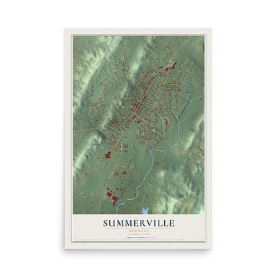Summerville, Georgia map print, 12" x 18" Archival Matte Print mockup