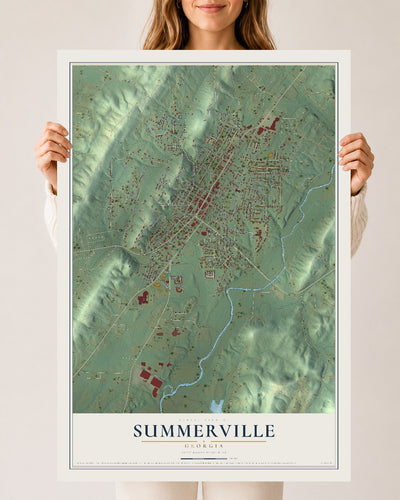 Summerville, Georgia map print, 24" x 36" Archival Matte Print mockup