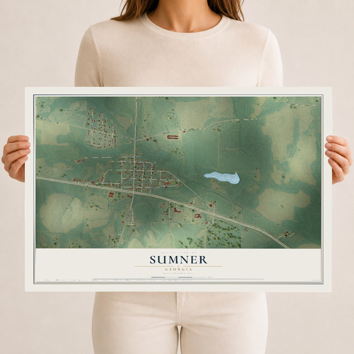 Sumner, Georgia map print, 12" x 18" Archival Matte Print mockup