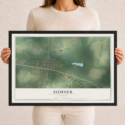 Sumner, Georgia map print, 12" x 18" W/ Black Ayous Wood Frame mockup