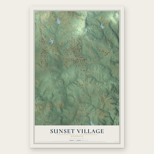 Sunset Village, Georgia map print, the full design