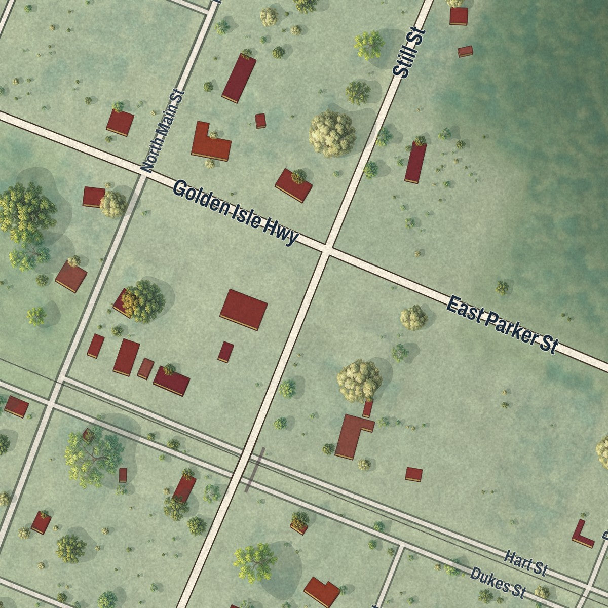 Close-up 1 of the Surrency, Georgia map artwork
