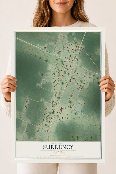 Surrency, Georgia map print, 18" x 24" Archival Matte Print mockup