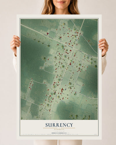 Surrency, Georgia map print, 24" x 36" Archival Matte Print mockup