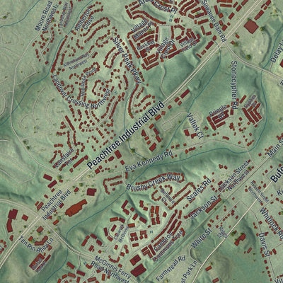 Close-up 2 of the Suwanee, Georgia map artwork