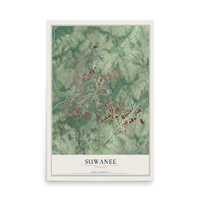 Suwanee, Georgia map print, 12" x 18" Archival Matte Print mockup