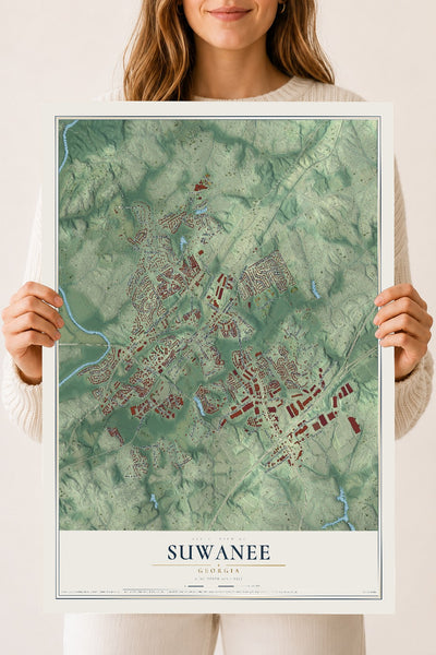 Suwanee, Georgia map print, 18" x 24" Archival Matte Print mockup