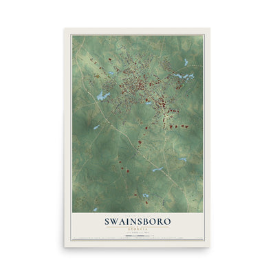 Swainsboro, Georgia map print, 12" x 18" Archival Matte Print mockup