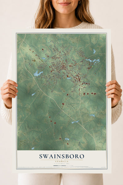Swainsboro, Georgia map print, 18" x 24" Archival Matte Print mockup