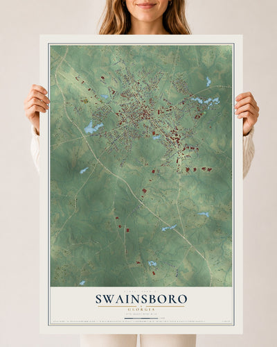 Swainsboro, Georgia map print, 24" x 36" Archival Matte Print mockup