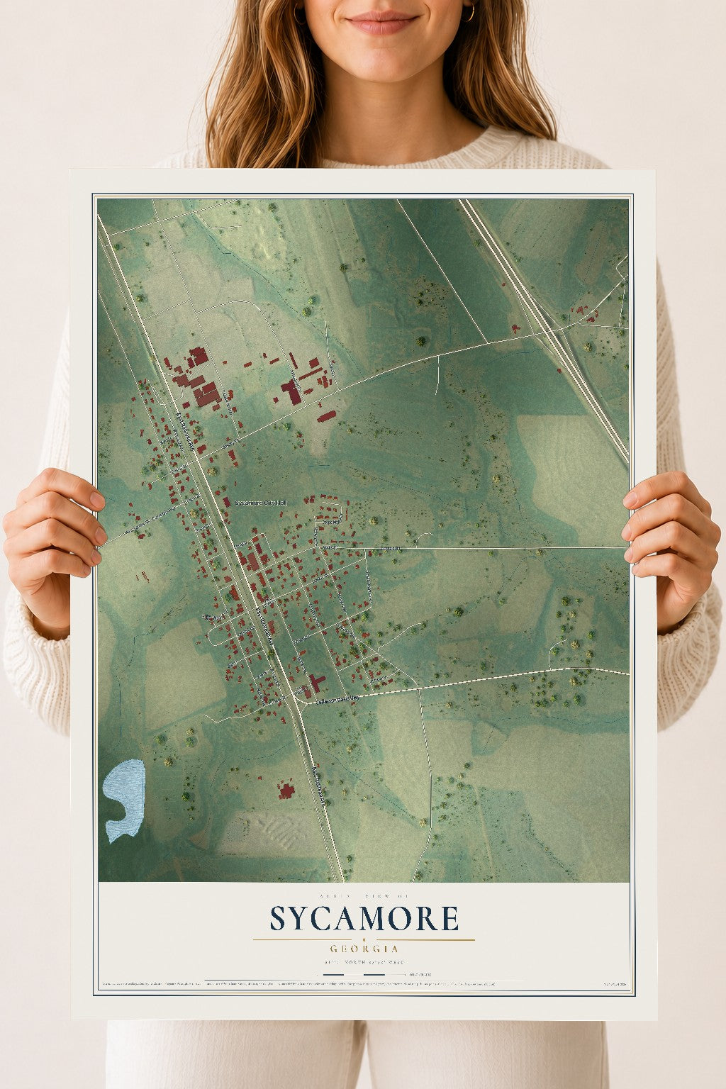 Sycamore, Georgia map print, 18" x 24" Archival Matte Print mockup