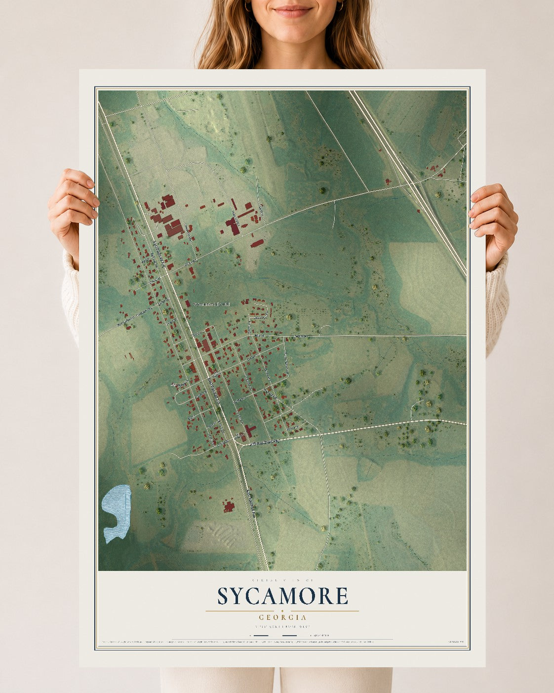 Sycamore, Georgia map print, 24" x 36" Archival Matte Print mockup