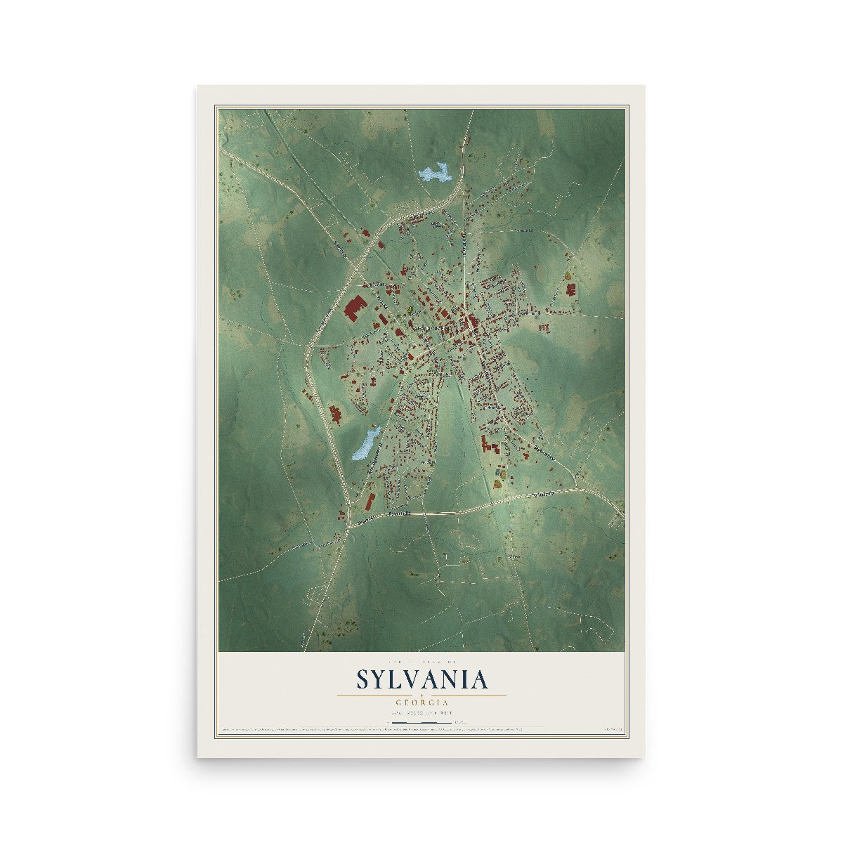 Sylvania, Georgia map print, 12" x 18" Archival Matte Print mockup