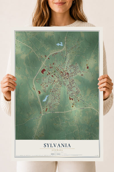 Sylvania, Georgia map print, 18" x 24" Archival Matte Print mockup