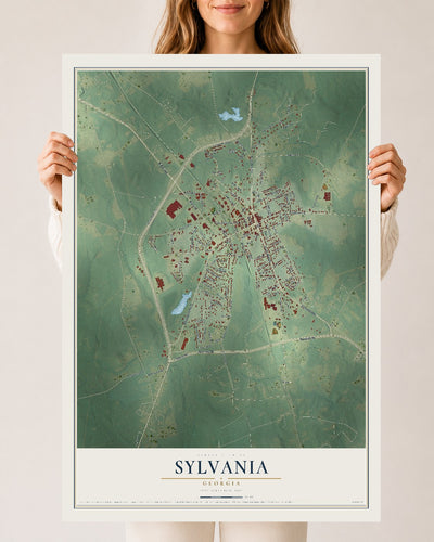 Sylvania, Georgia map print, 24" x 36" Archival Matte Print mockup
