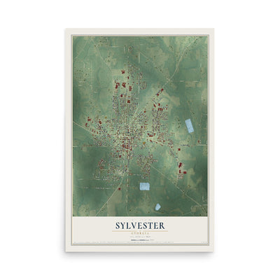 Sylvester, Georgia map print, 12" x 18" Archival Matte Print mockup