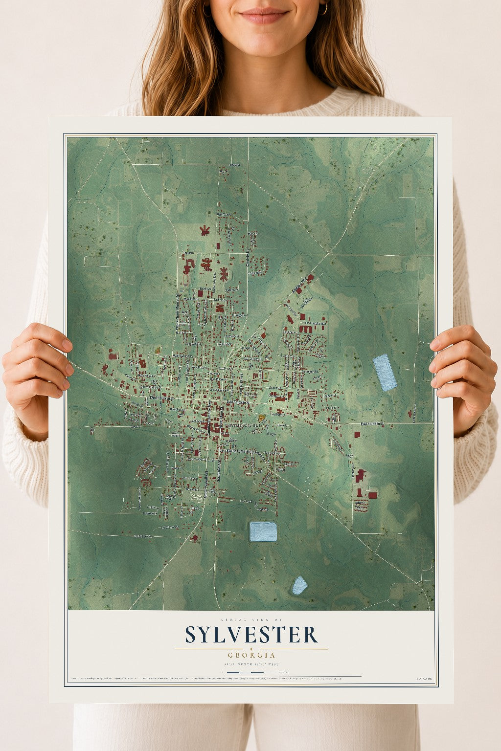 Sylvester, Georgia map print, 18" x 24" Archival Matte Print mockup