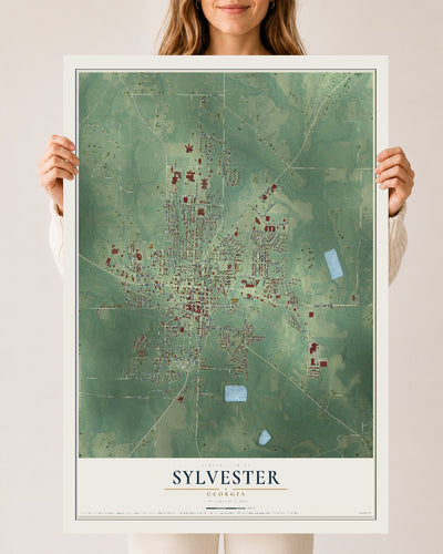 Sylvester, Georgia map print, 24" x 36" Archival Matte Print mockup